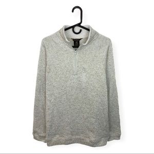 Old River Men’s Sweater Quarter Zip Long Sleeve Fleece Heather Cream XL